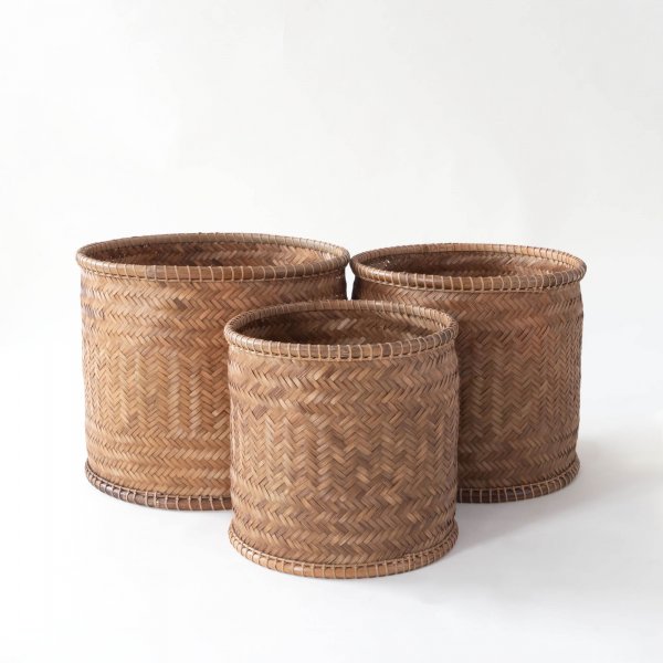 Mannar Handwoven Round Laundry Basket-Natural