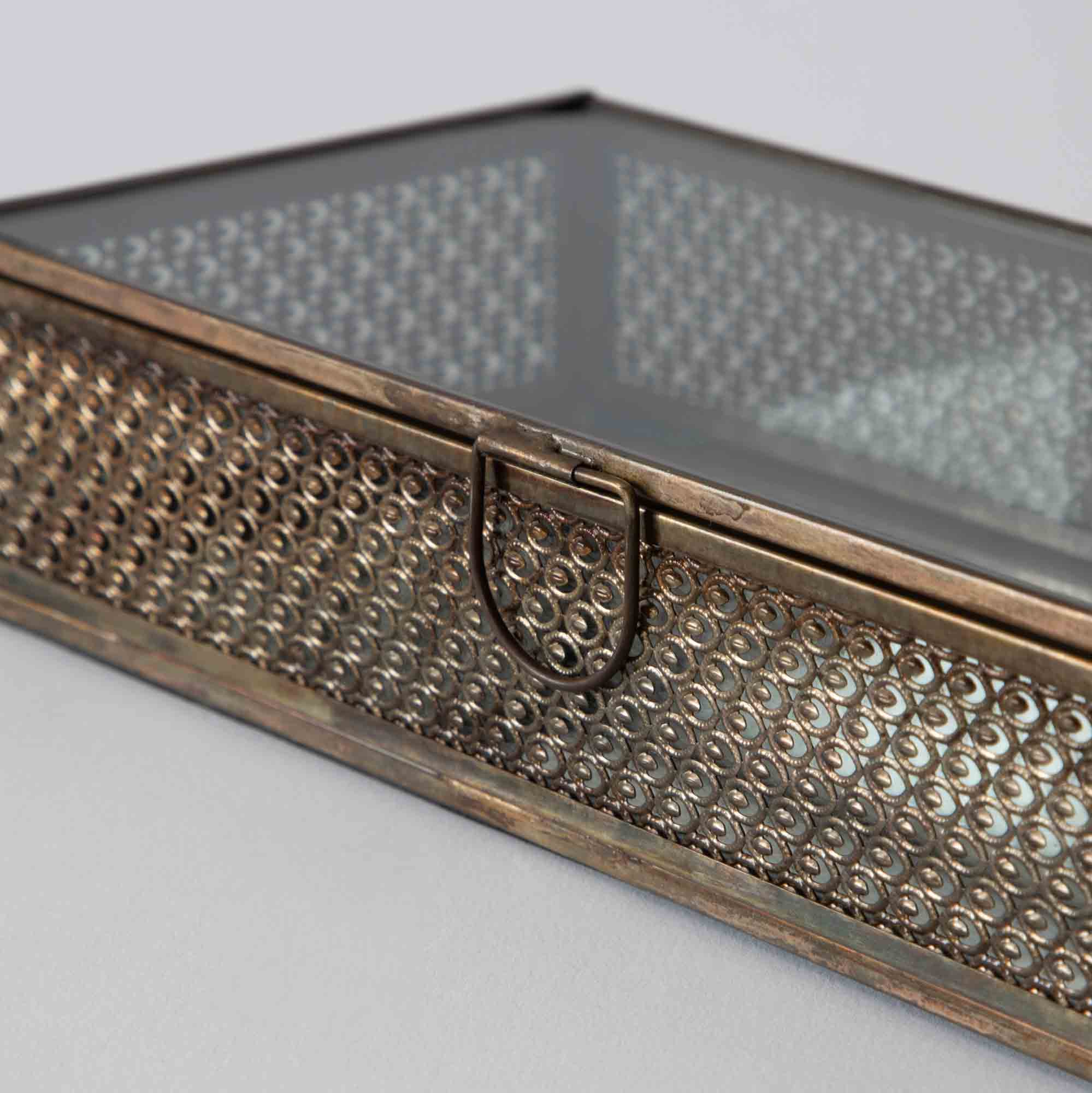 Merlyn Mesh Keepsakes Glass Box - Aged Antique Finish