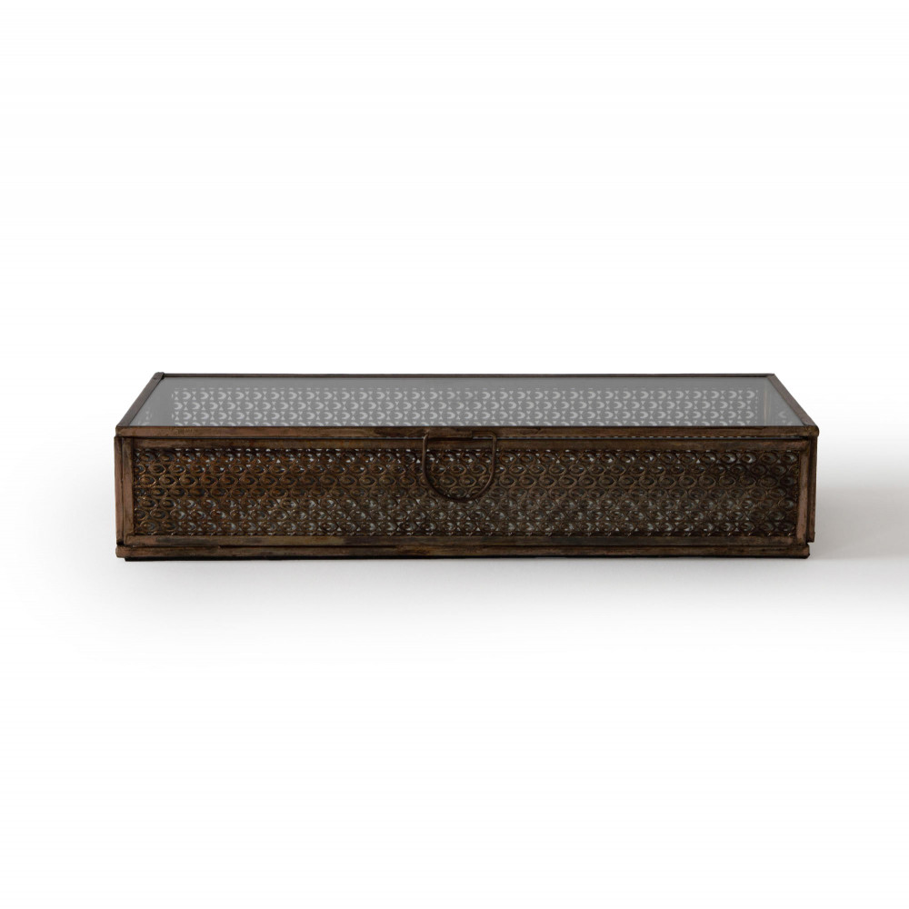 Merlyn Mesh Keepsakes Glass Box - Aged Antique Finish