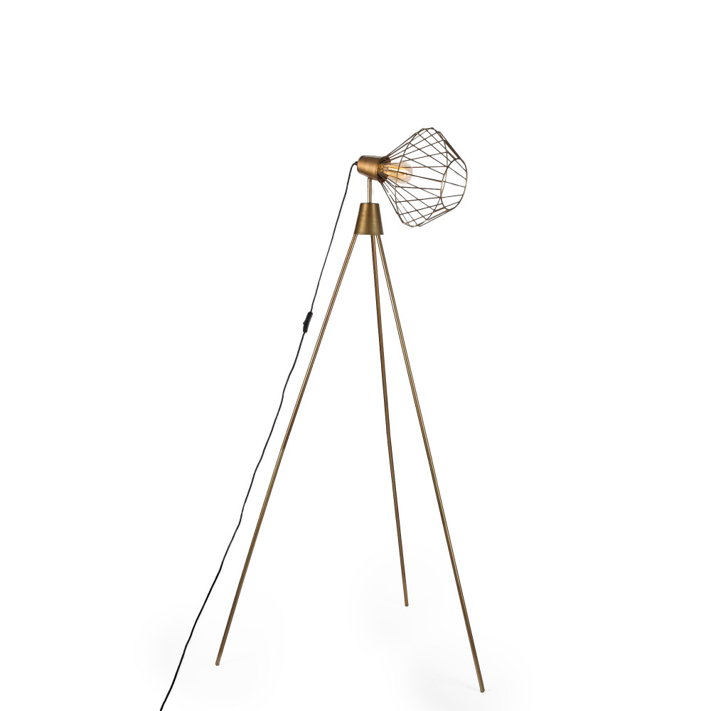 Mill Tripod Floor Lamp in Antique Brass Finish