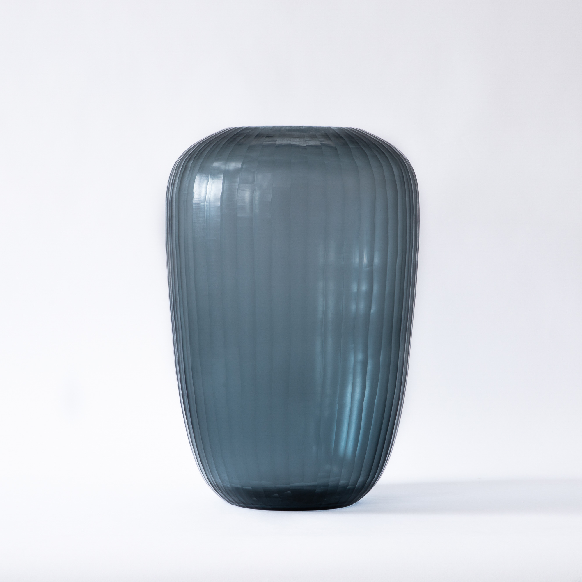 Murano Stripes Curved Glass Vase Teal