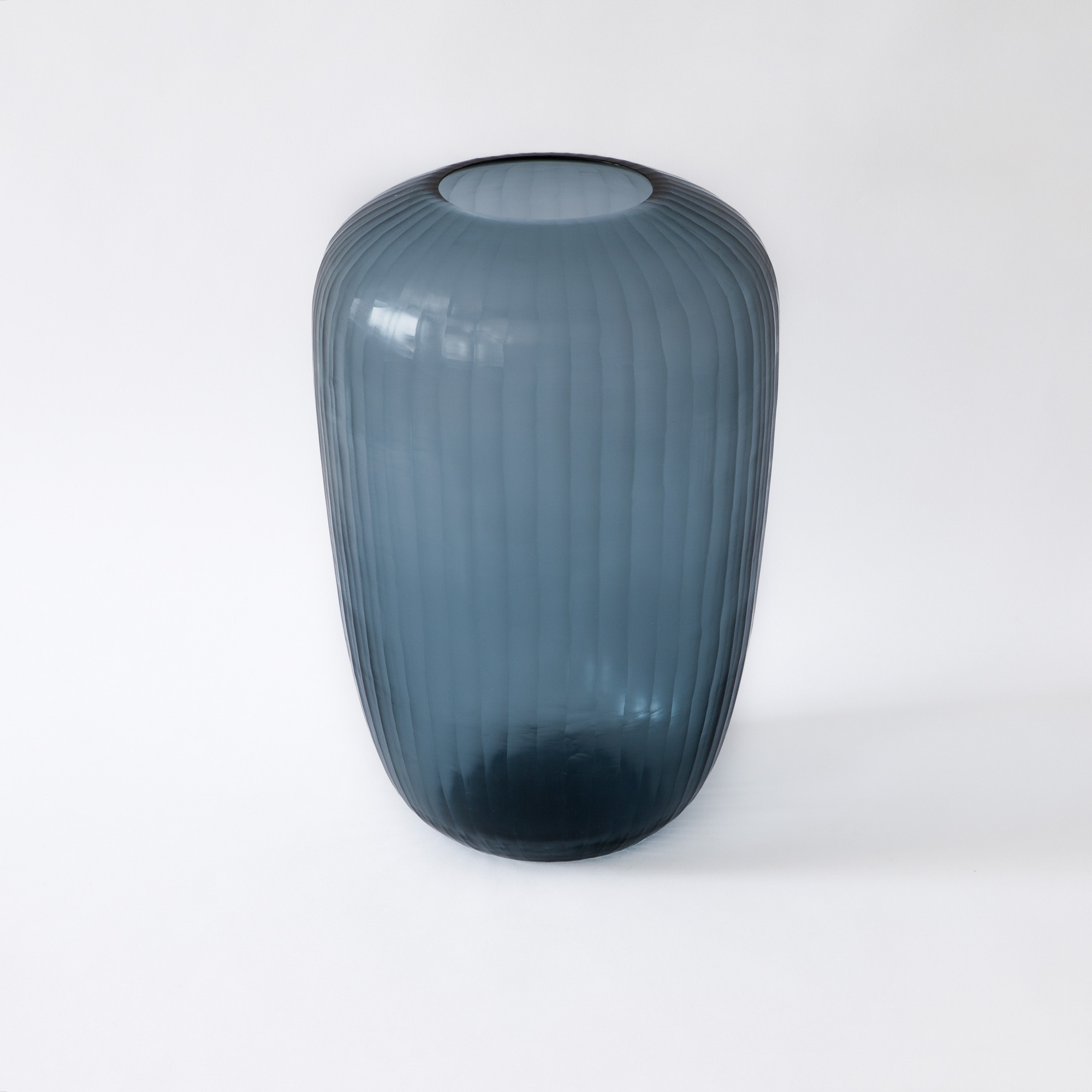 Murano Stripes Curved Glass Vase Teal