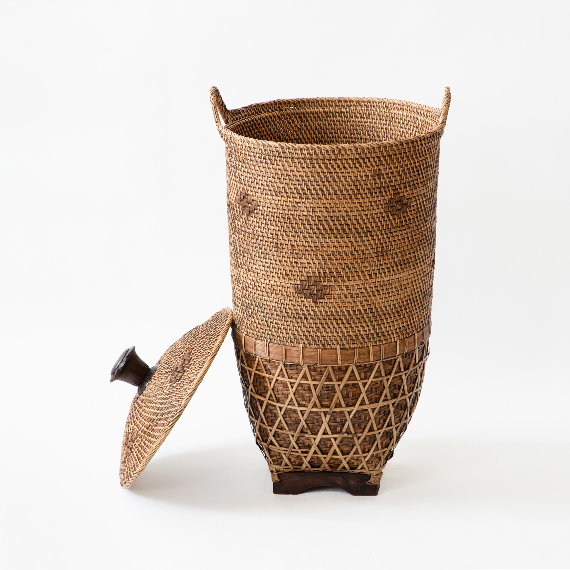 Buana Handwoven Basket With Lid and Side Swing Handles