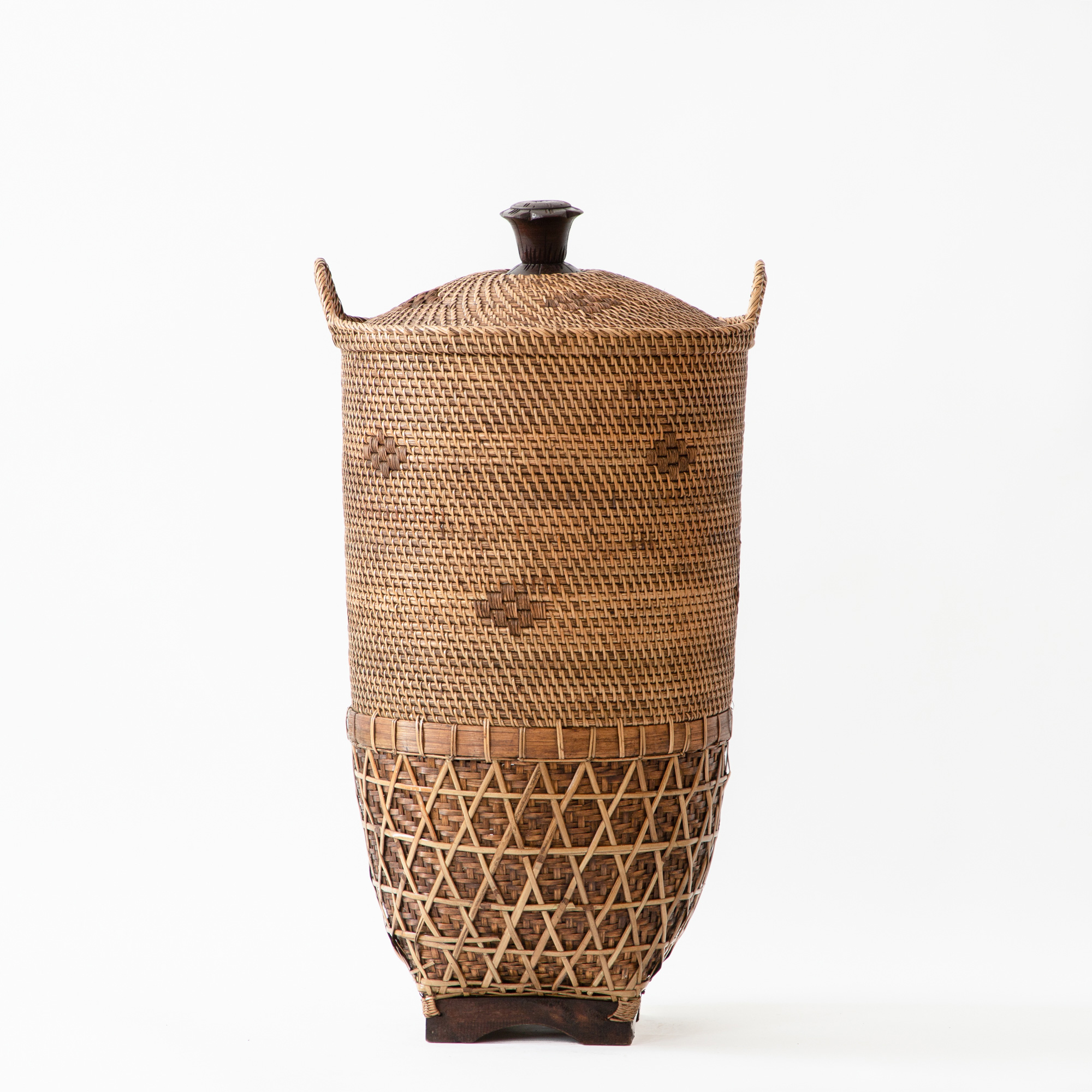 Buana Handwoven Basket With Lid and Side Swing Handles