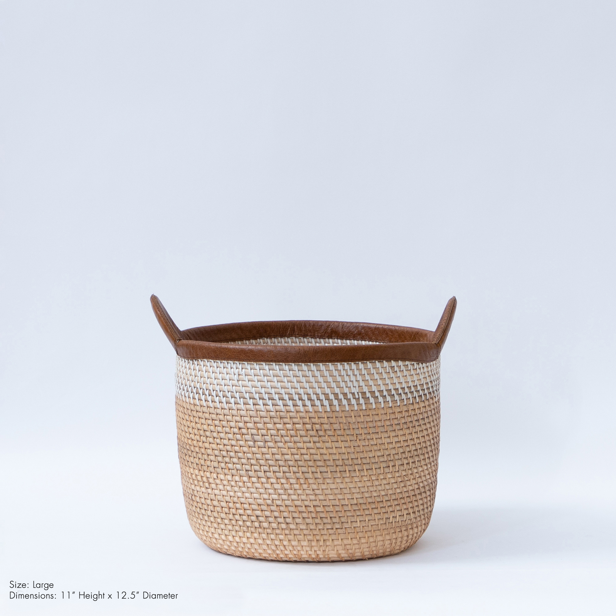Palm Leaf Rattan Basket - Natural & Ivory