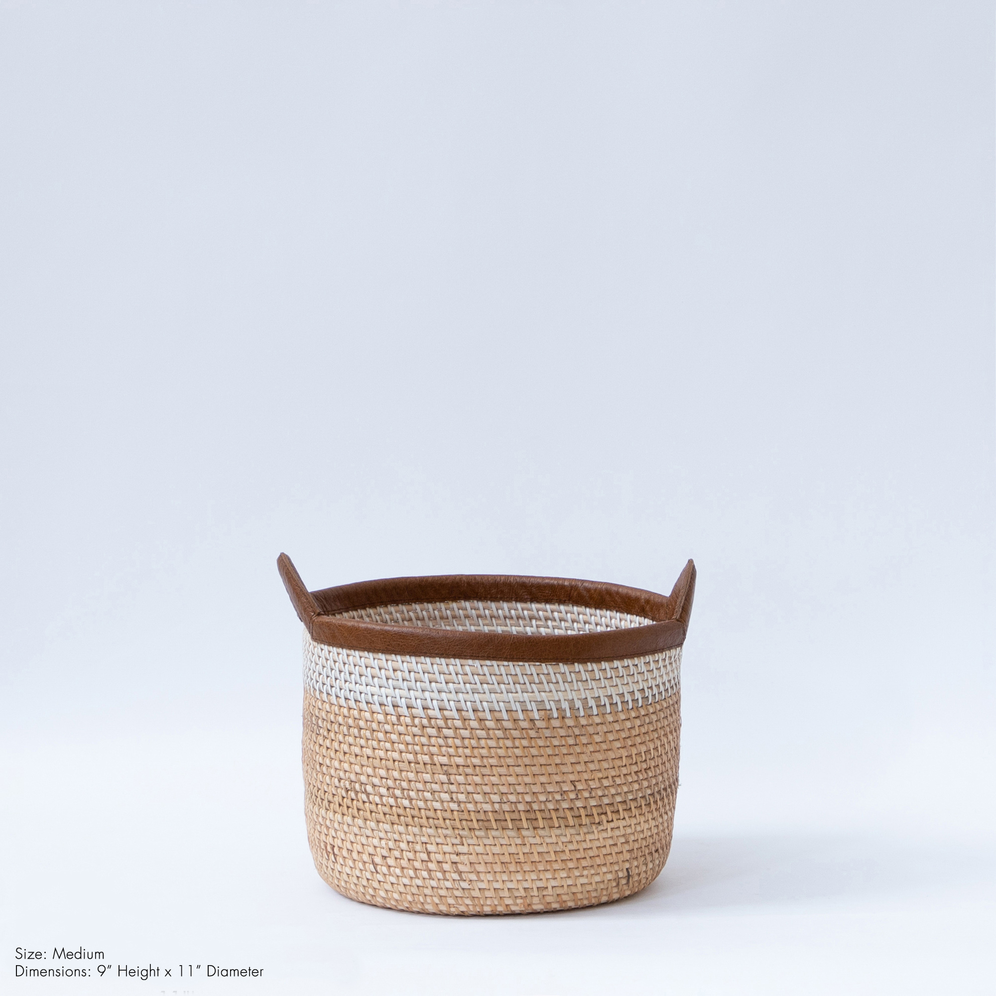 Palm Leaf Rattan Basket - Natural & Ivory