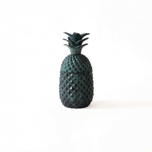 Retro Pineapple Metal Decor Piece with storage - Green Patina