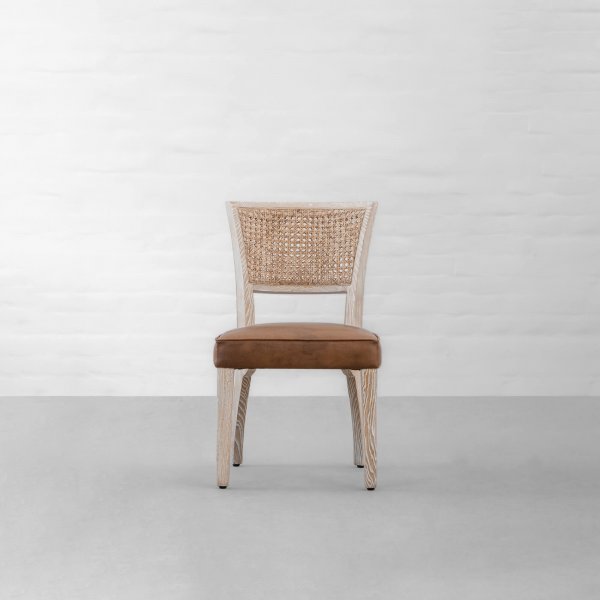 Prague Rattan Leather Dining Chair