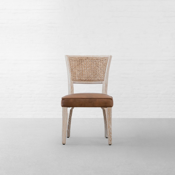Prague Rattan Leather Dining Chair