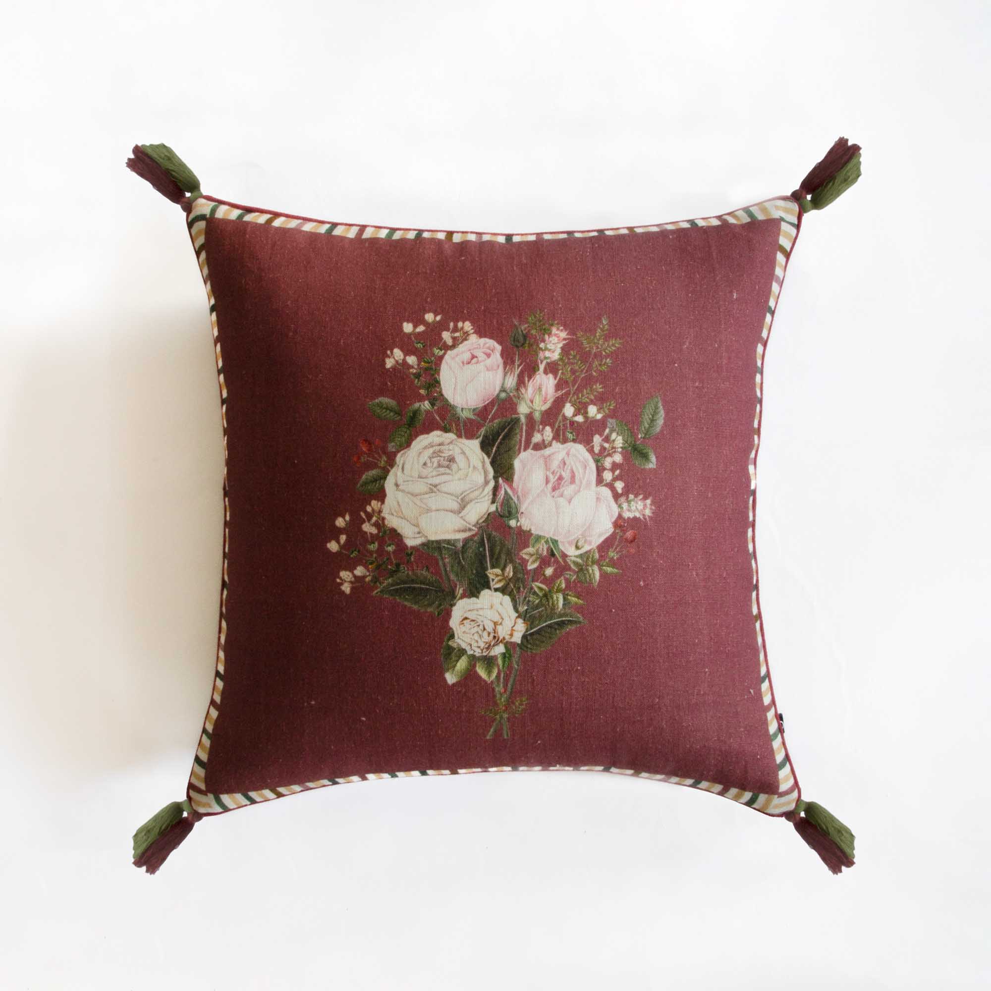 Queen Mary’s Bunch of Roses - Ruby Red Cushion Cover