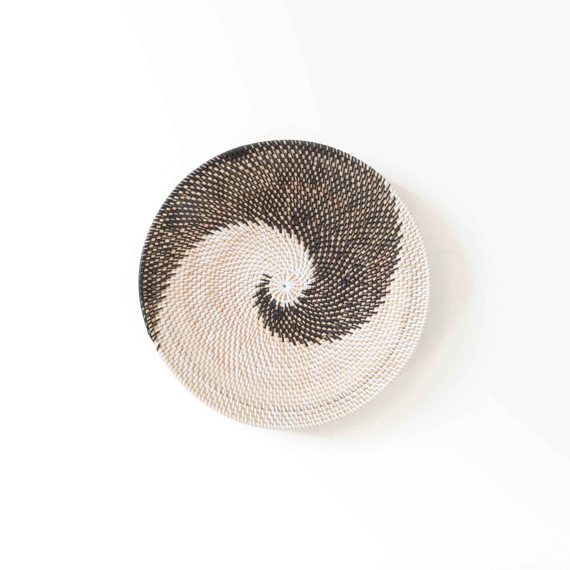 YIN YANG SINGLE SWIRL WALL ART-NATURAL & BLACK