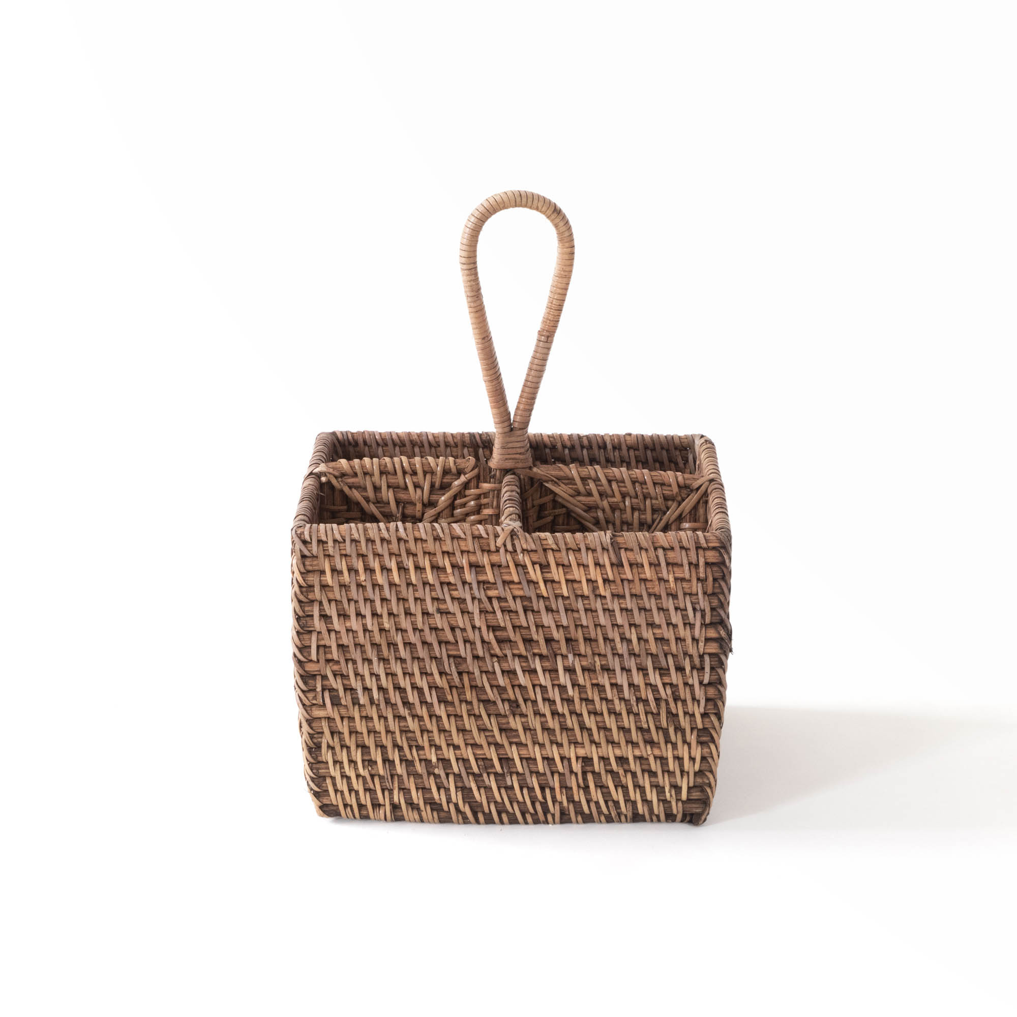 TIMOR HANDWOVEN CADDY- SQUARE (NATURAL BROWN FINISH)