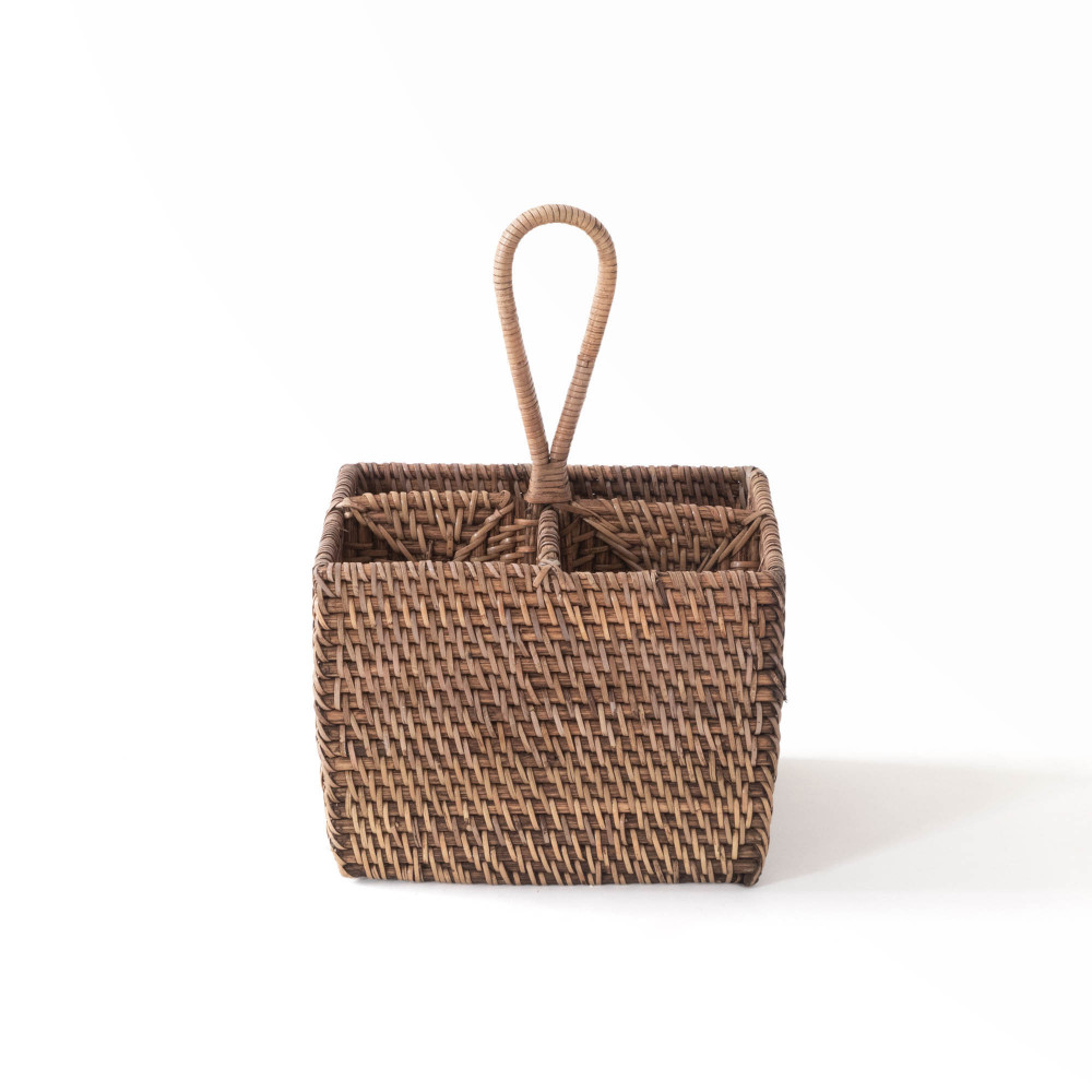 Timor Handwoven Caddy- Square (Natural Brown Finish)