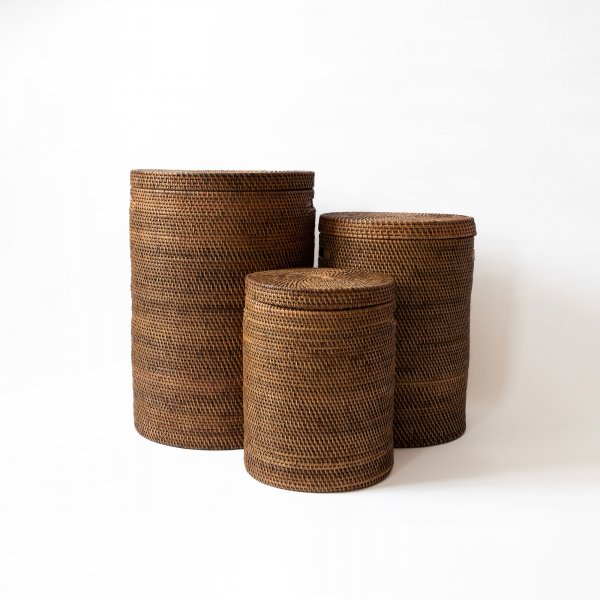 Rice Fields Rattan Laundry Basket - Brown