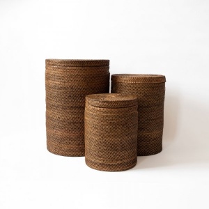 Rice Fields Rattan Laundry Basket - Brown