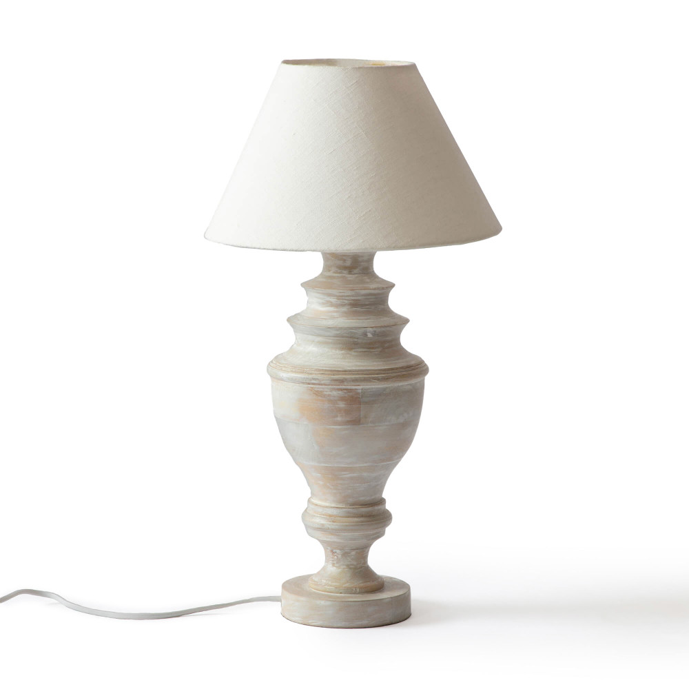 Sanchi Wooden Table Lamp-White