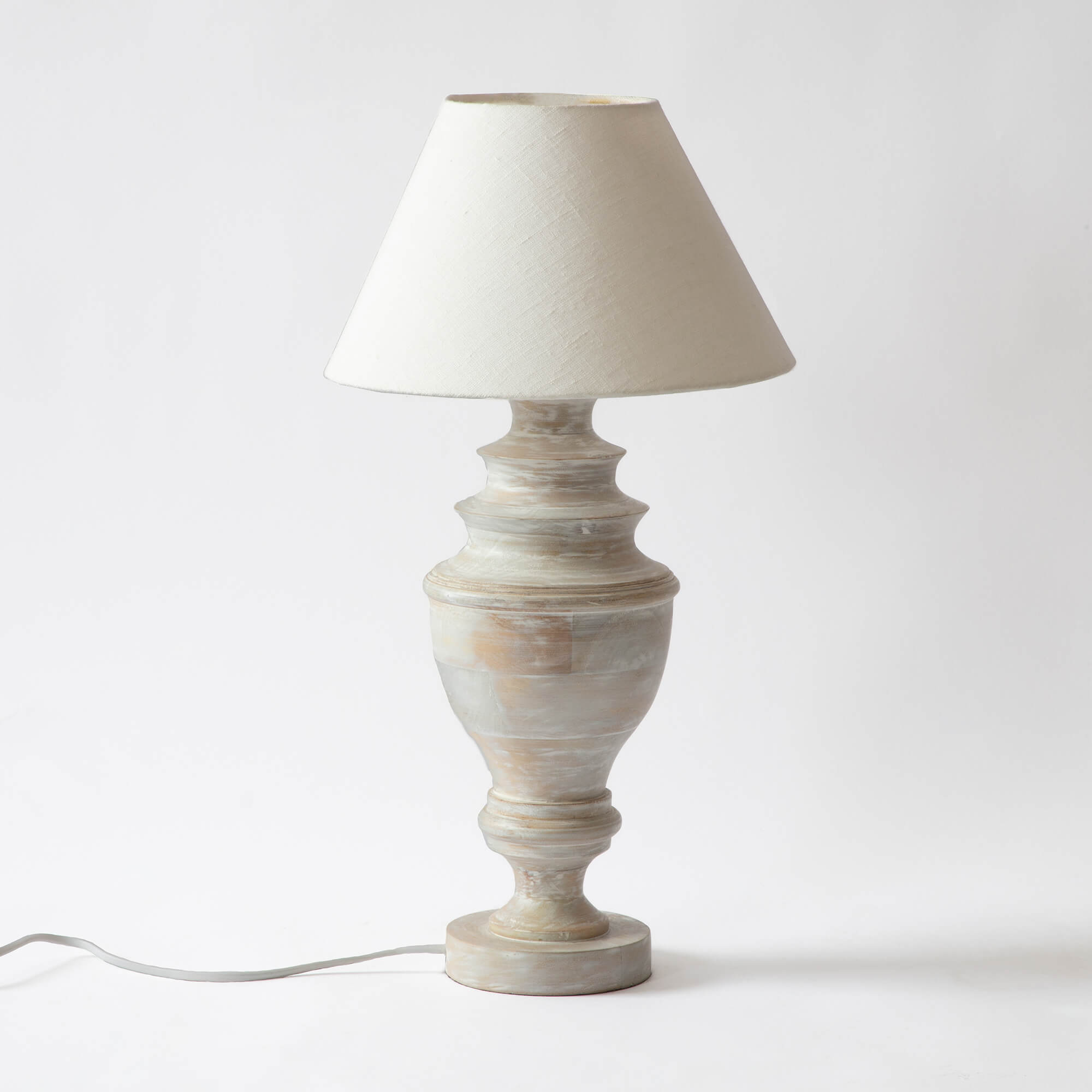 Sanchi Wooden Table Lamp (White)