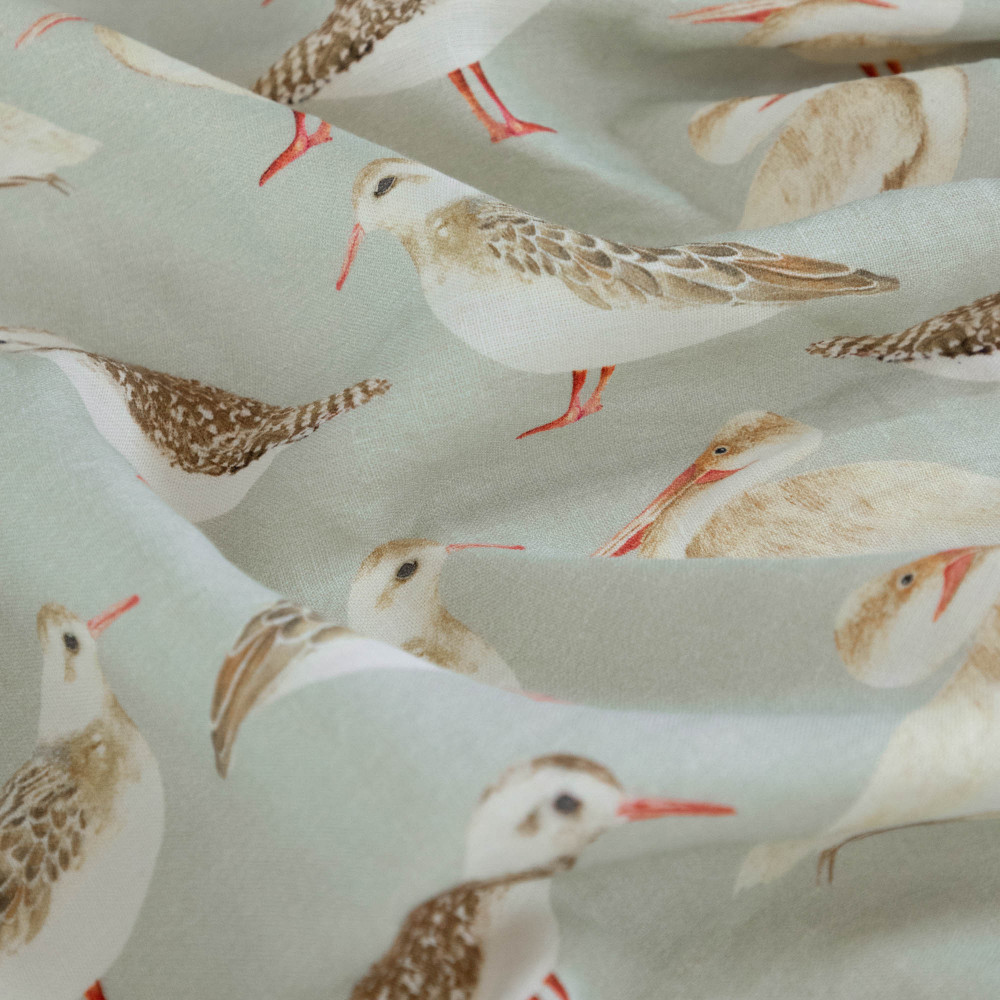 100% Linen Seagulls of Virgin Islands Sea Fabric (Horizontal Repeat)