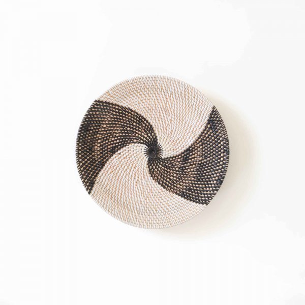 Yin Yang Twin Swirls Wall Art-Natural &amp; Black