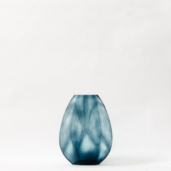 Shibori Glass Vase - Teal
