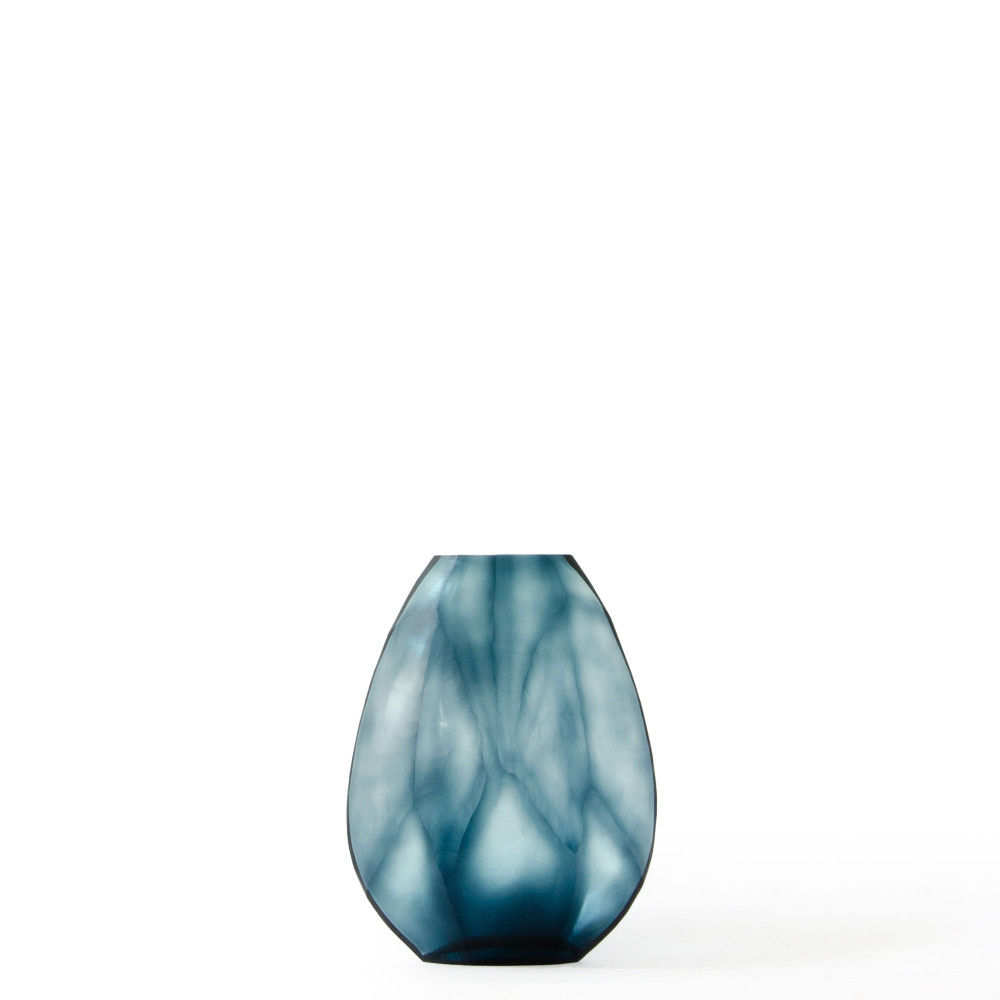 Shibori Glass Vase-Teal
