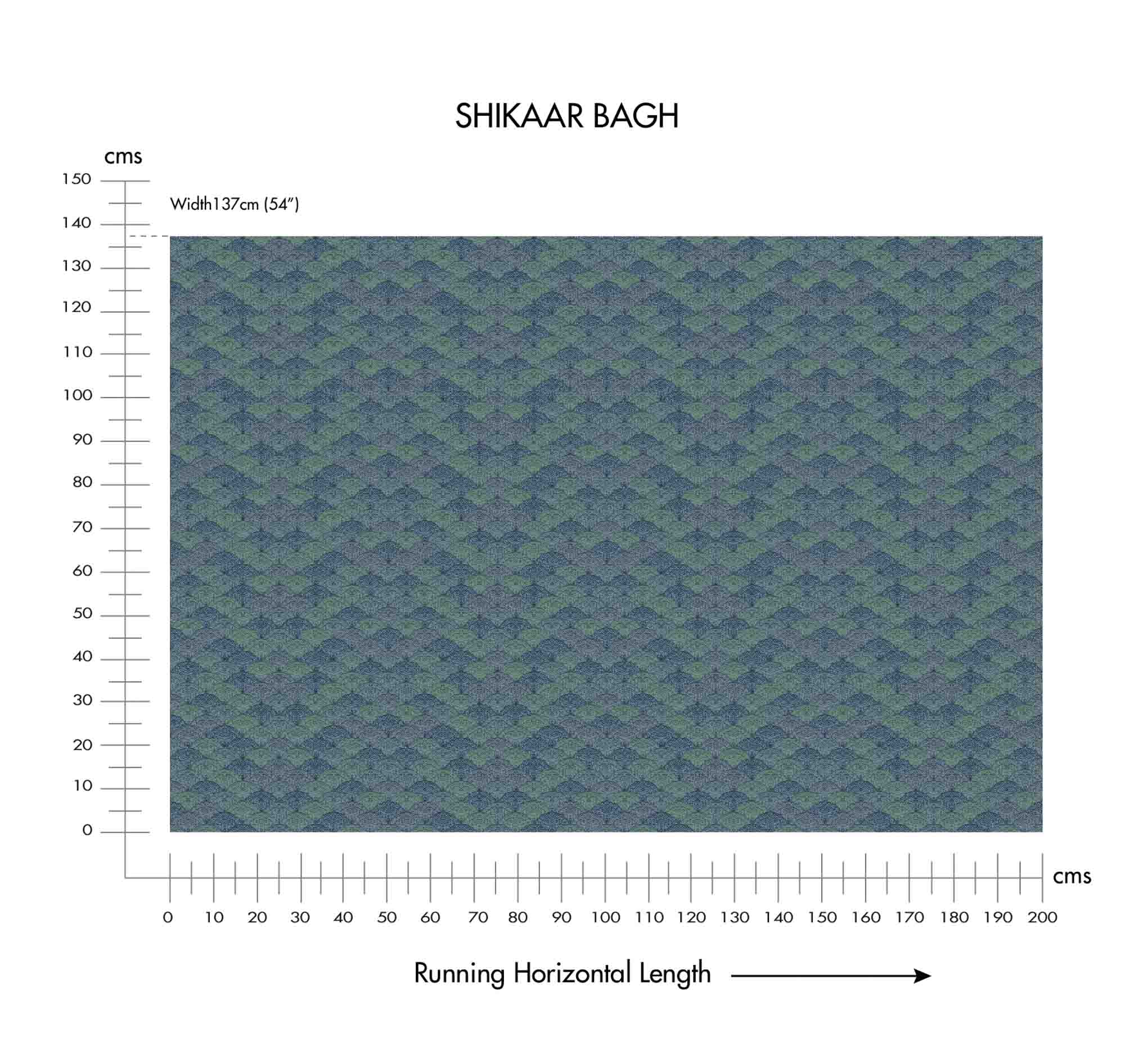 100% Linen Shikaar Bagh Fabric (Horizontal Repeat)