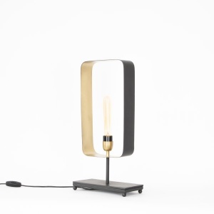 Soho Rectangular Table Lamp- Black and Antique Brass