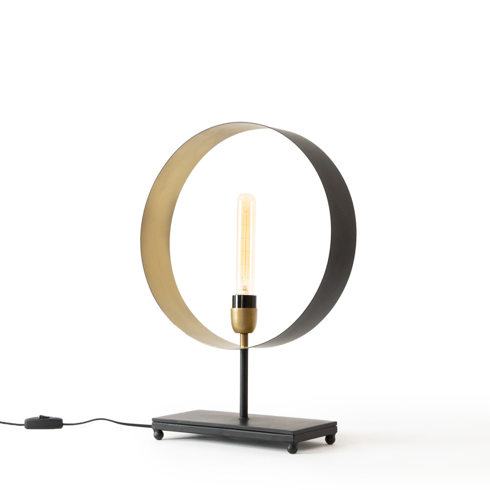 Soho Round Table Lamp-Ebony &amp; Antique Brass
