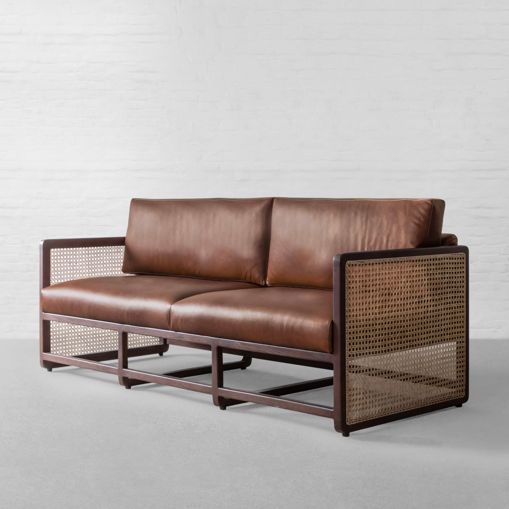 Southampton Rattan Leather Sofa