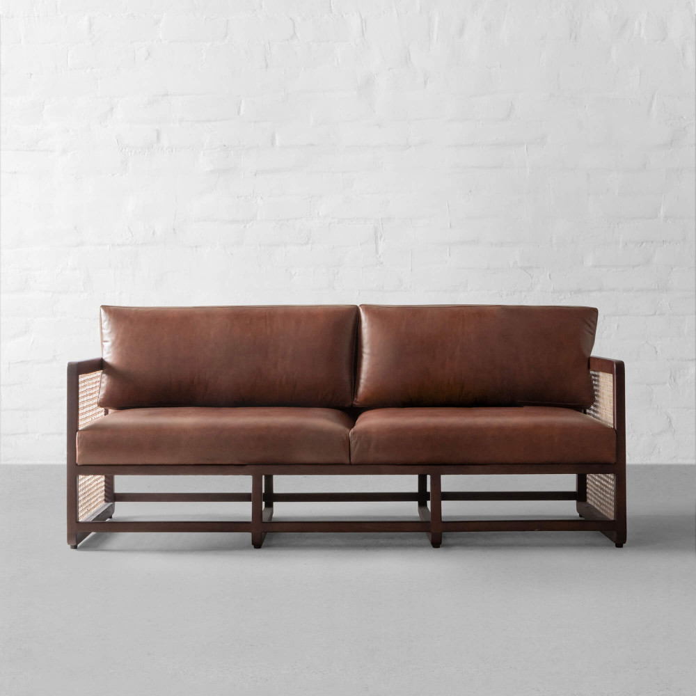 Southampton Rattan Leather Sofa