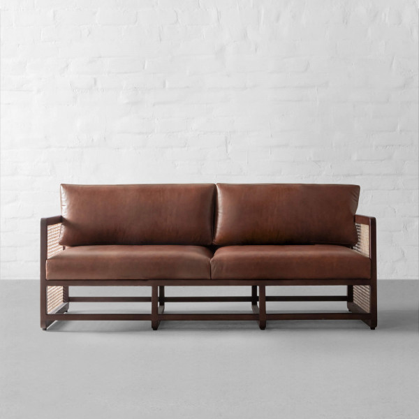 Southampton Rattan Leather Sofa