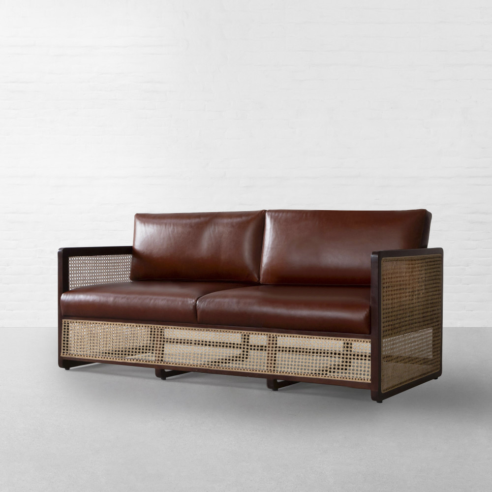 Southampton Leather Rattan Sofa