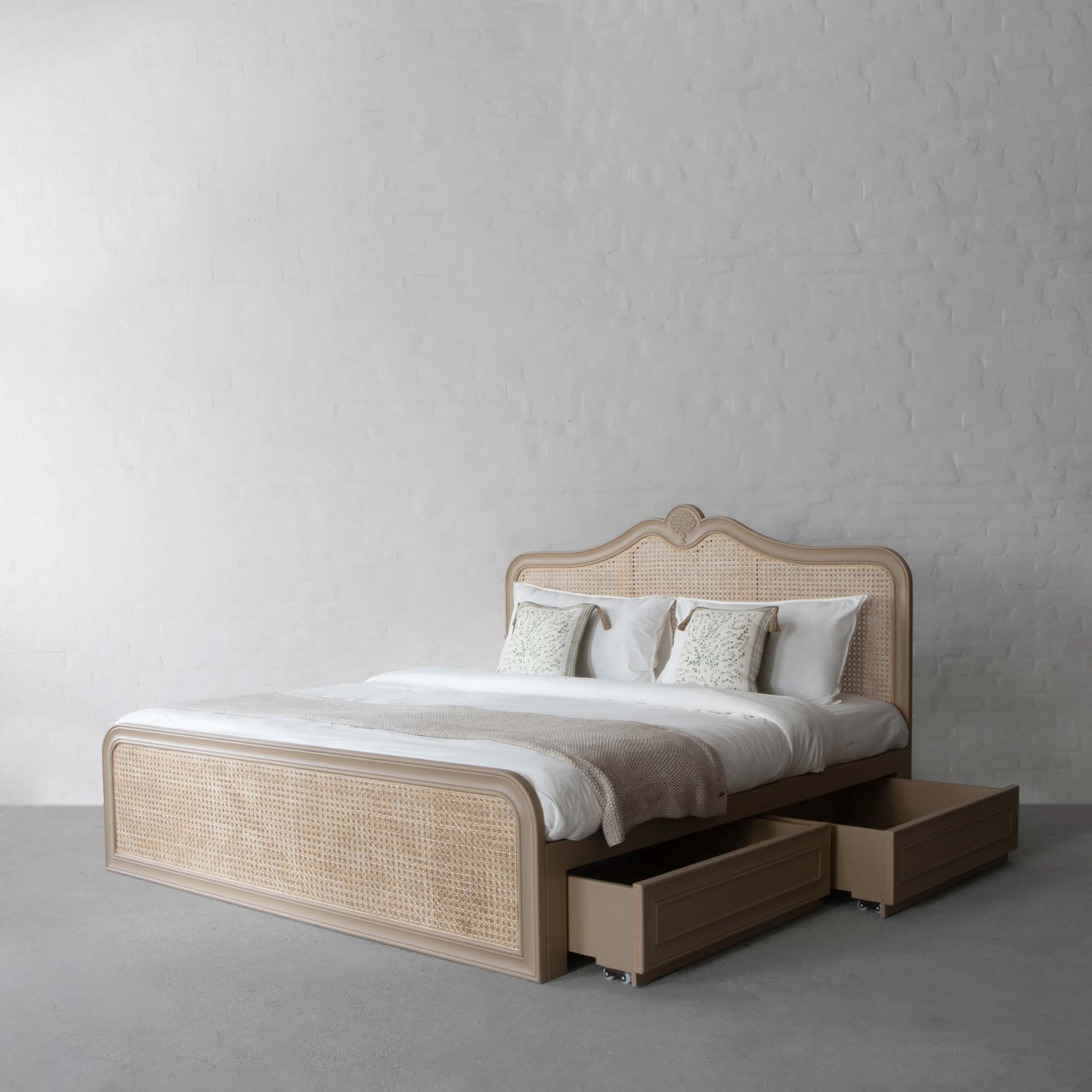 Summer Garden Rattan Bed with Drawer Storage