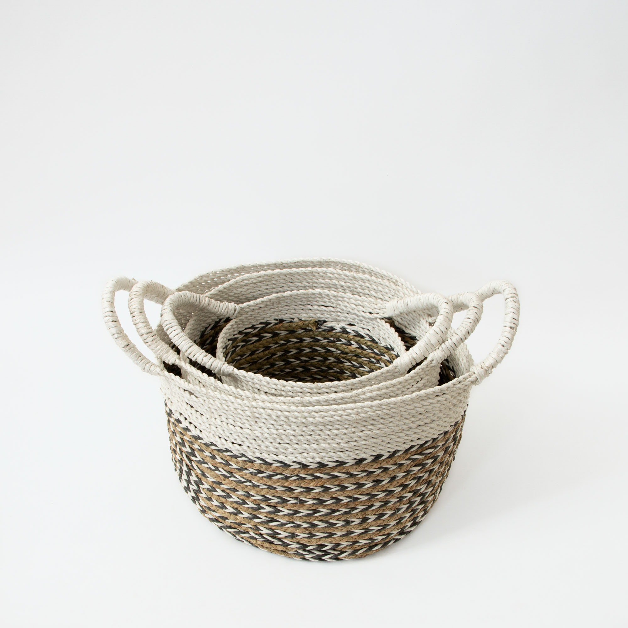 The Sayan House Handwoven Basket - Natural & Charcoal