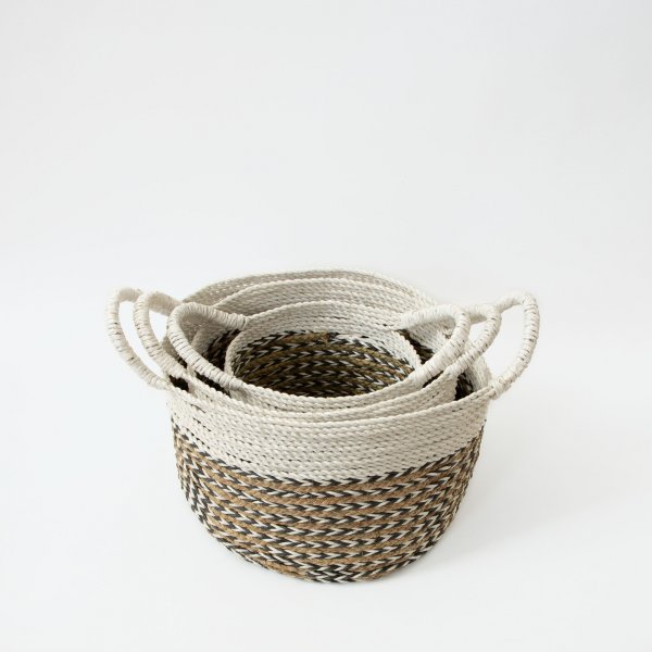 The Sayan House Handwoven Basket - Natural &amp; Charcoal