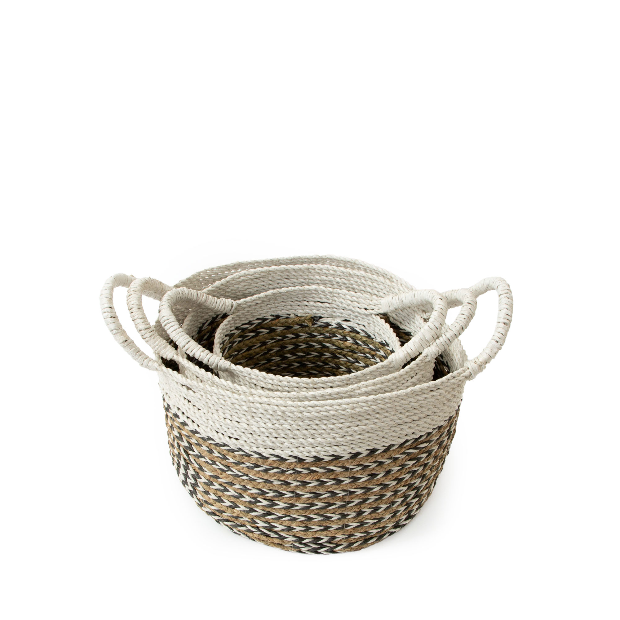 THE SAYAN HOUSE HANDWOVEN BASKET-(NATURAL+CHARCOAL)