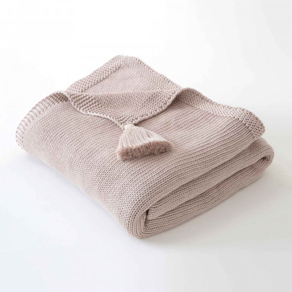 The Wooden Cabin Knitted Throw - Beige
