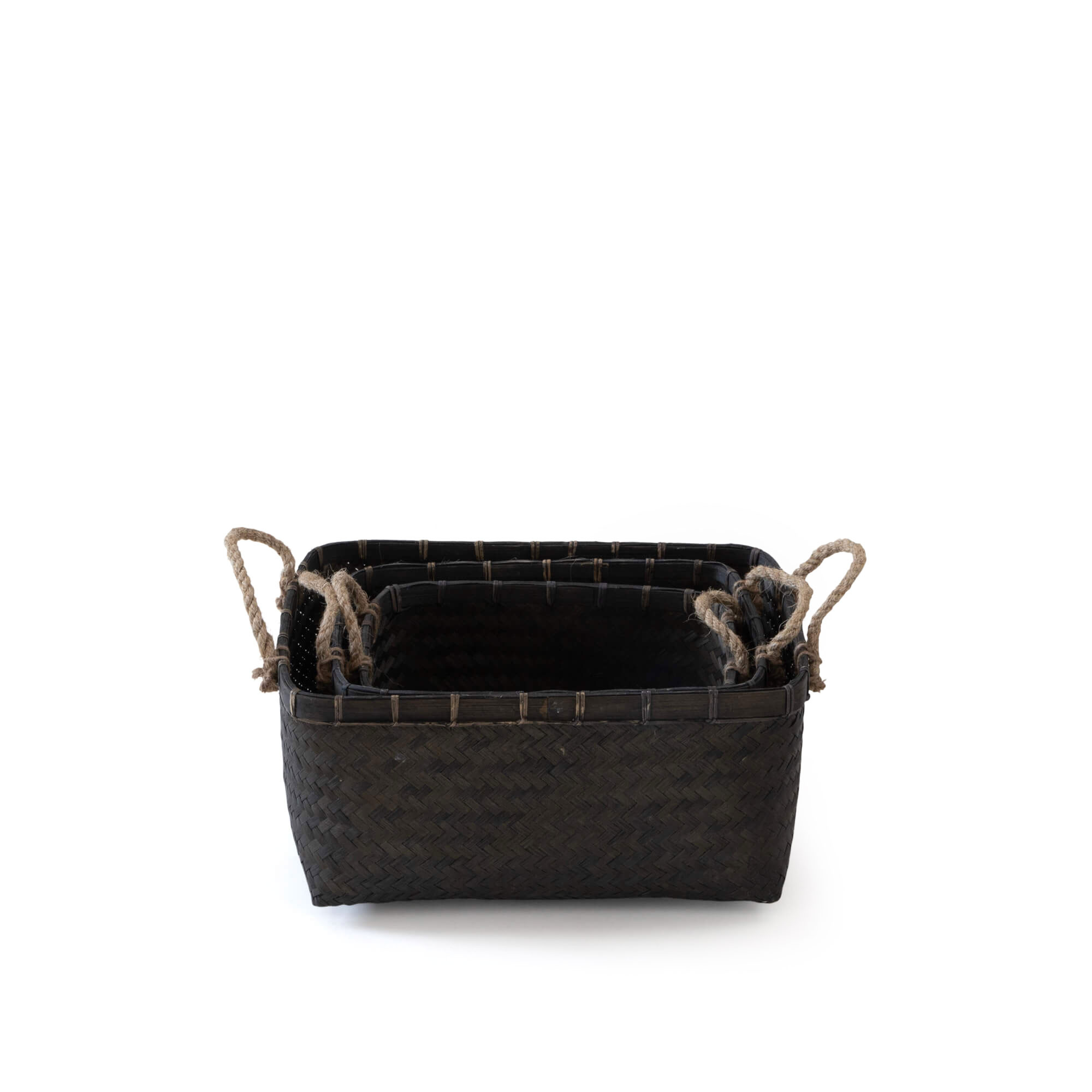 TOGEAN SEAGRASS HANDWOVEN BASKET-CHARCOAL BLACK
