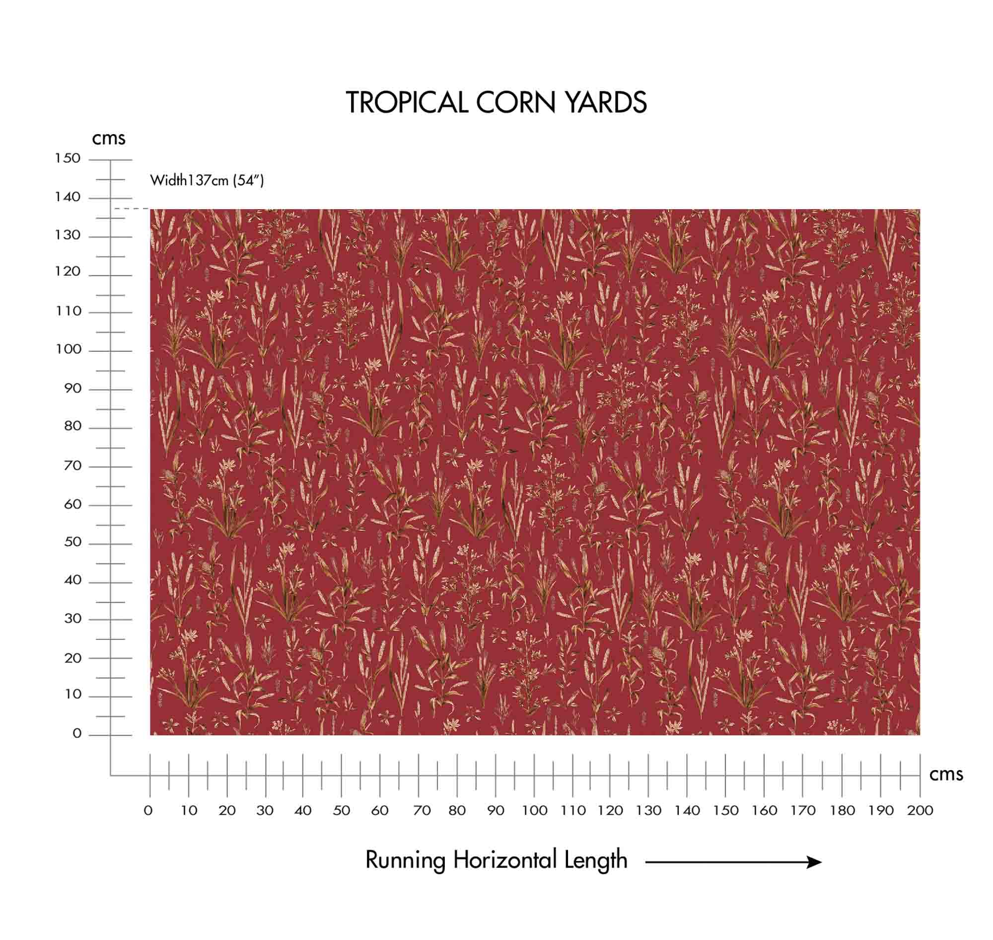 Tropical Corn Yards Cotton Linen Blend Fabric (Horizontal Repeat)