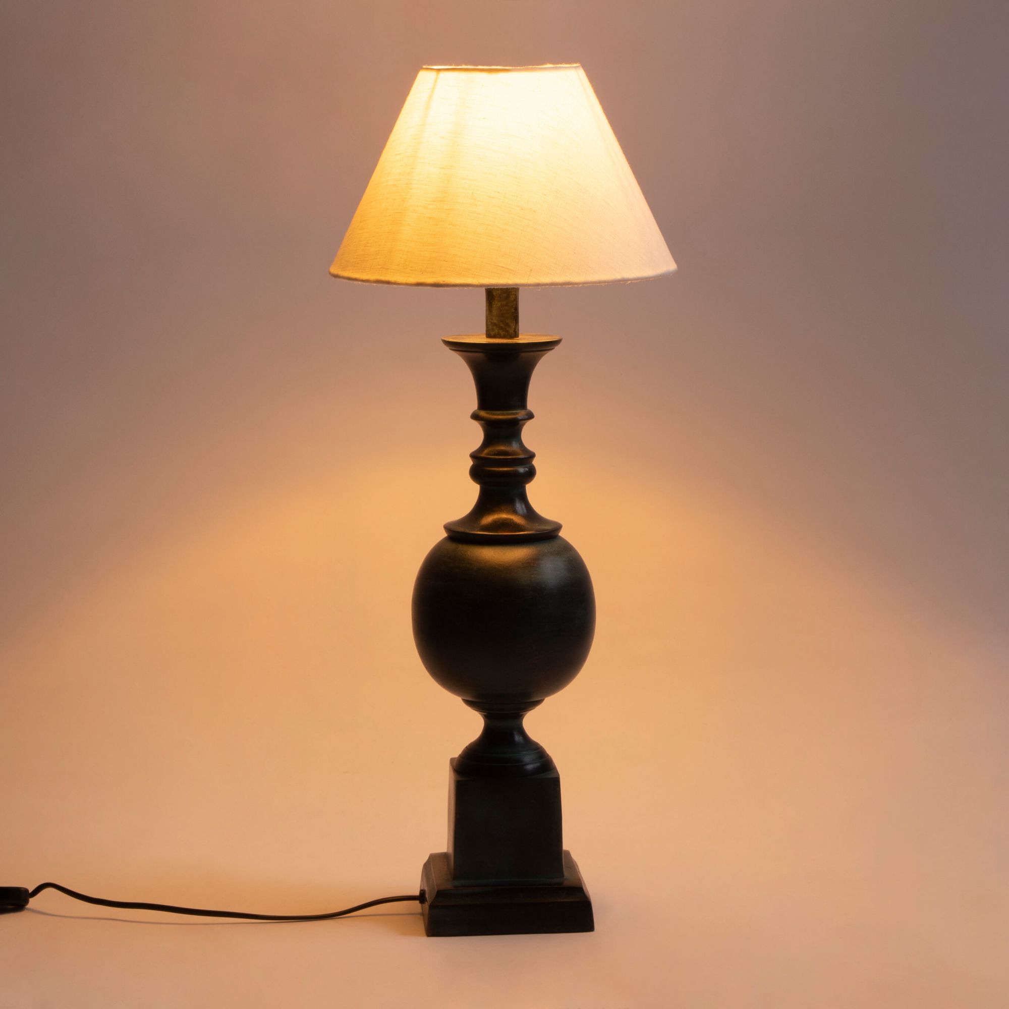 Vintage Baluster Lamp Stand - Green Patina