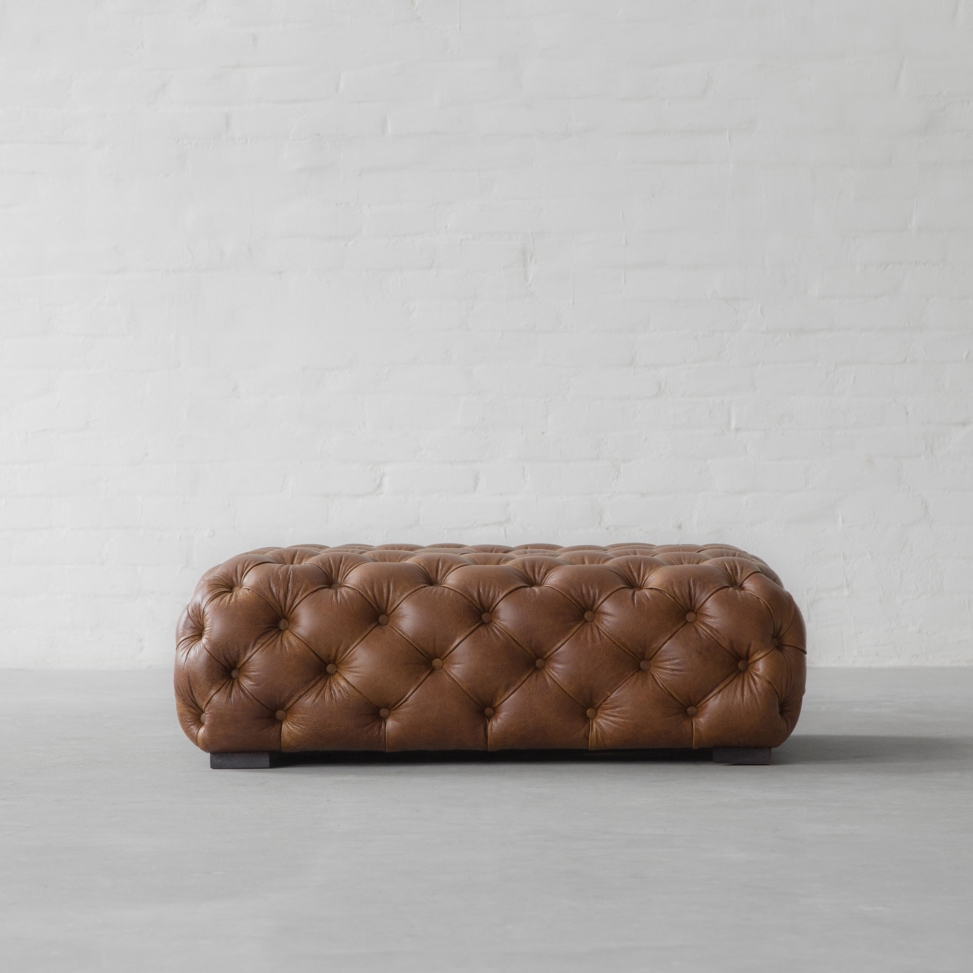 Birmingham Tufted Leather Coffee Table, Leather Coffe Table