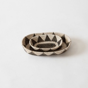 White Island Handwoven Oval Basket - Black
