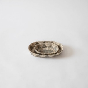 White Island Handwoven Oval Basket - Grey