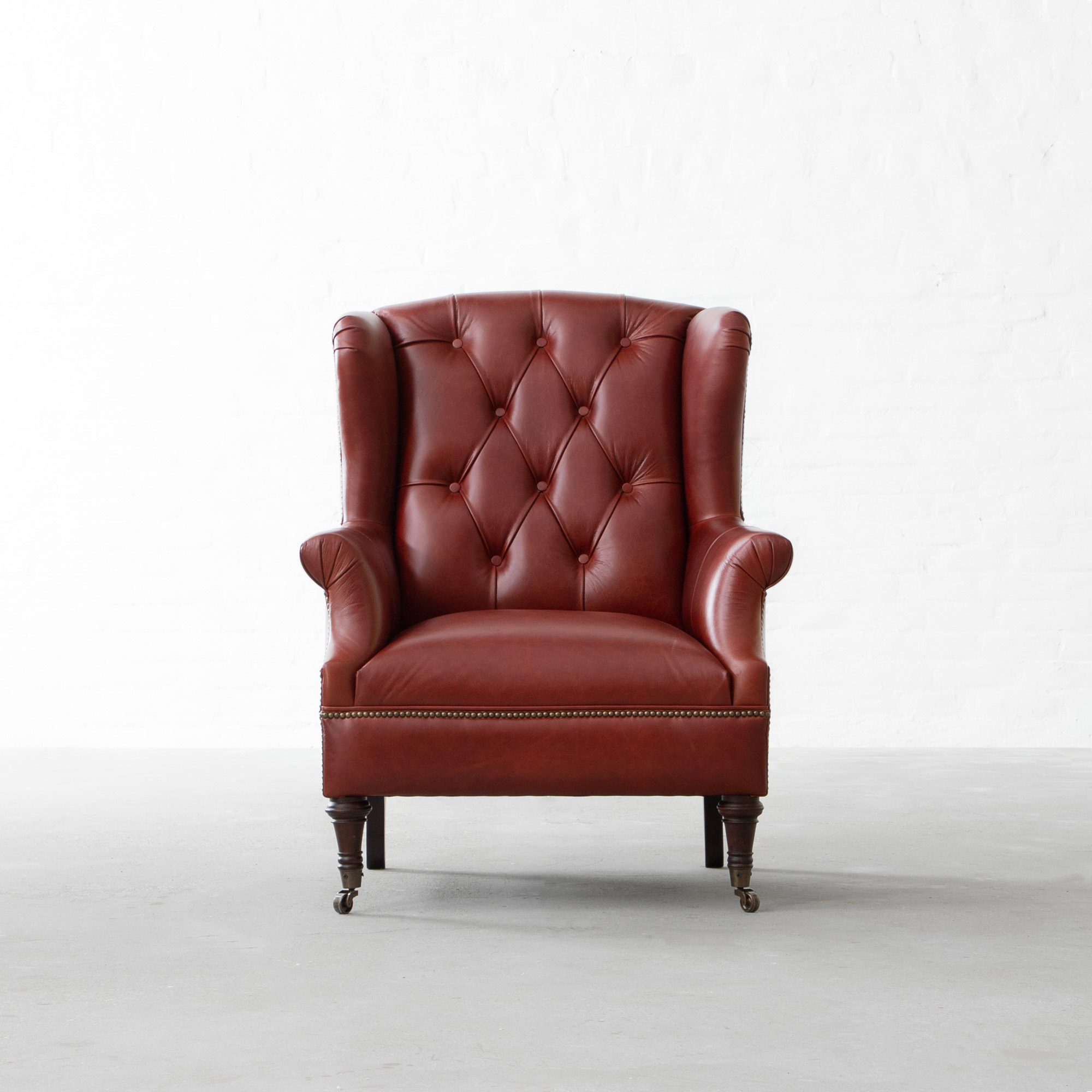 Wing Back Leather Armchair, Winged Leather Chair