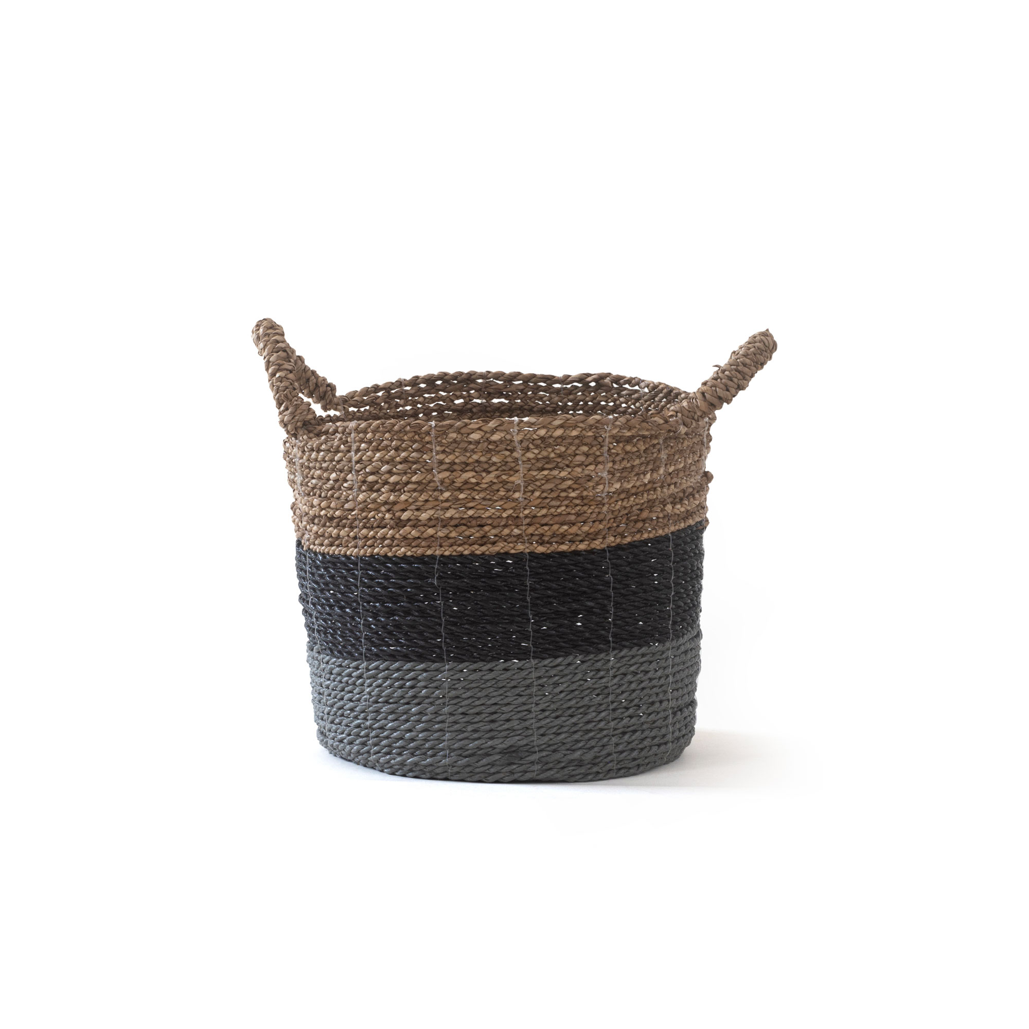 ALOR SEAGRASS HANDWOVEN BASKET-(NATURAL+CHARCOAL BLACK+GREY)
