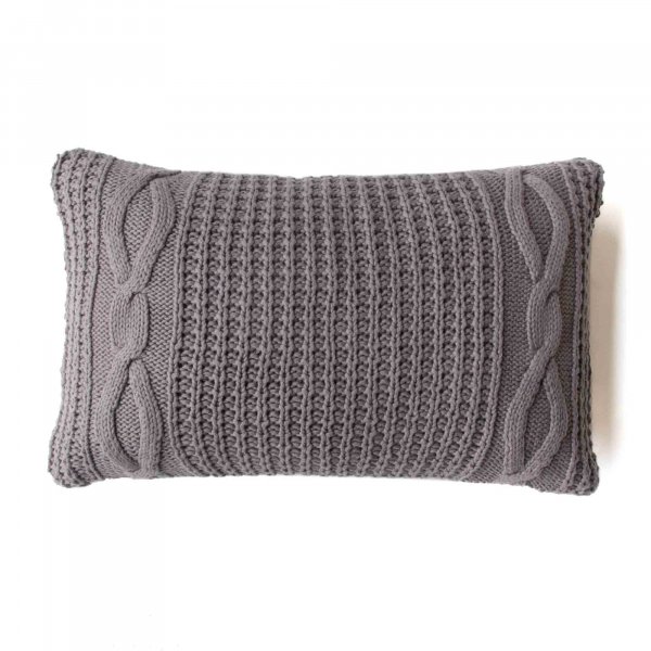 Yarn Knit Cushion Cover - Cripple Grey